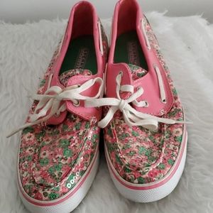 Sperry Top - Sider pink floral sequined